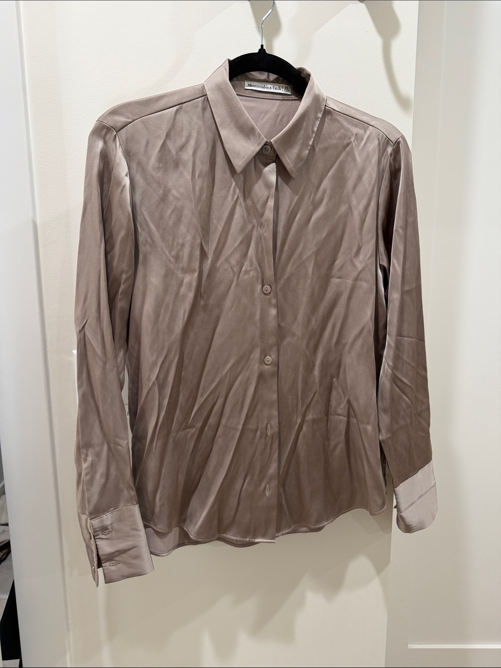Akris Taupe Silk Button-Front Dress Shirt